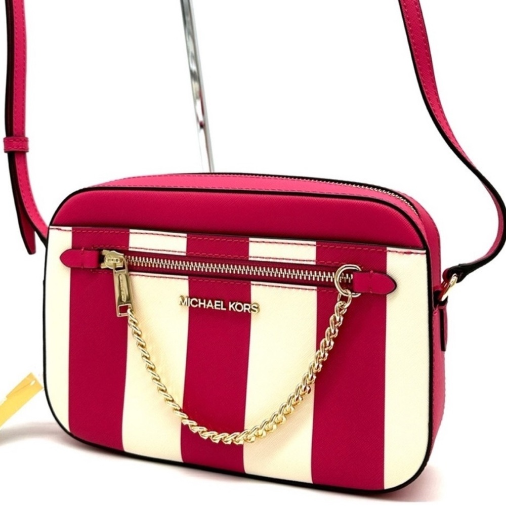 Michael Kors Large EW Zip Chain Xbody Crossbody Bag Electric Pink Multi